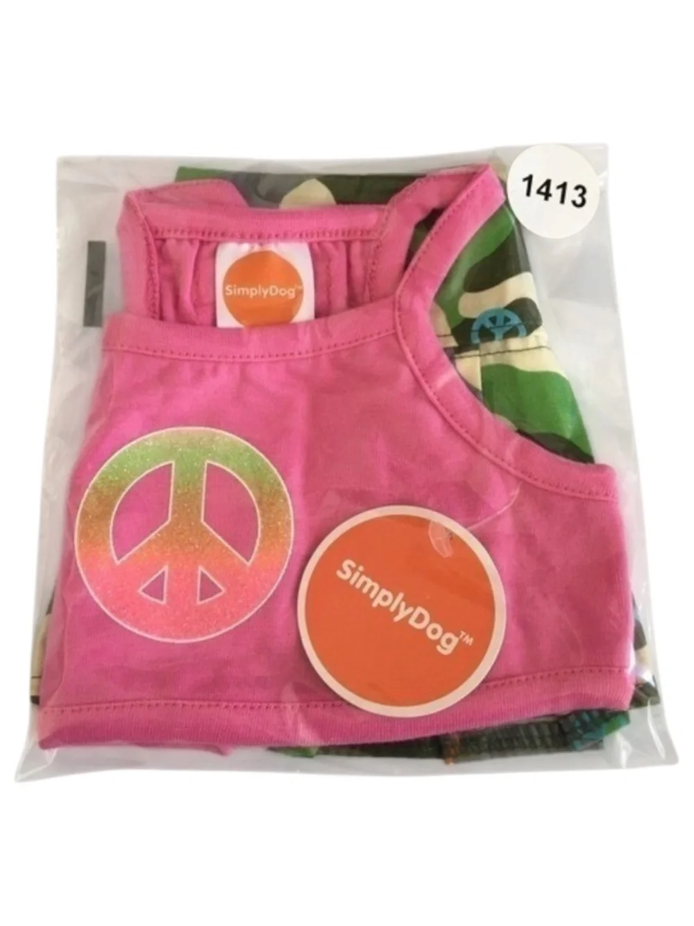 NWT SimplyDog 2pc Camo Skirt & Peace Top Dog Outfit Size S